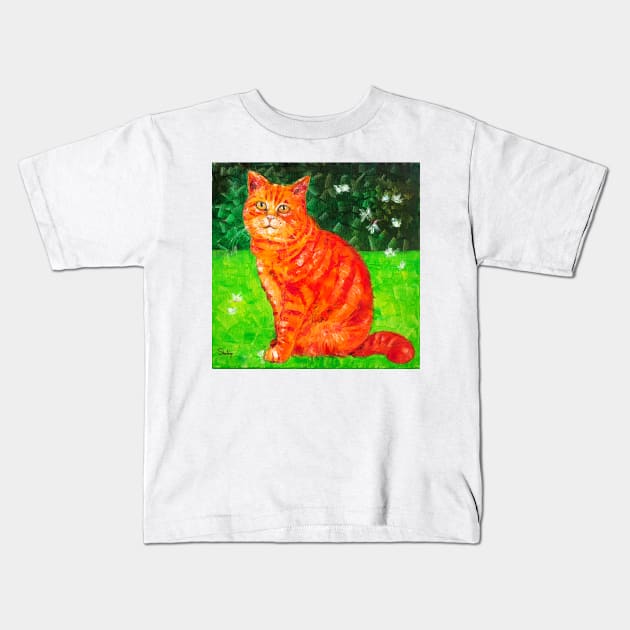 Cat and Butterfly Kids T-Shirt by NataliaShchip